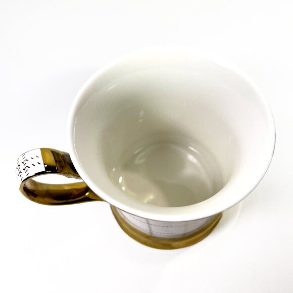 10 Strawberry Street Coffee Latte Mug White Metallic Gold Footed 12 oz - Picture 5 of 6
